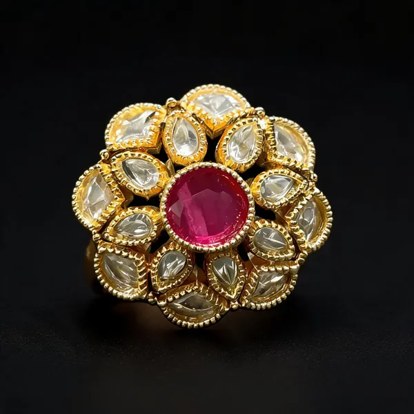 Kundan_Polki_Milgrain_Bloom_Cocktail_Ring_-_Ruby_Red_|_K_Gold