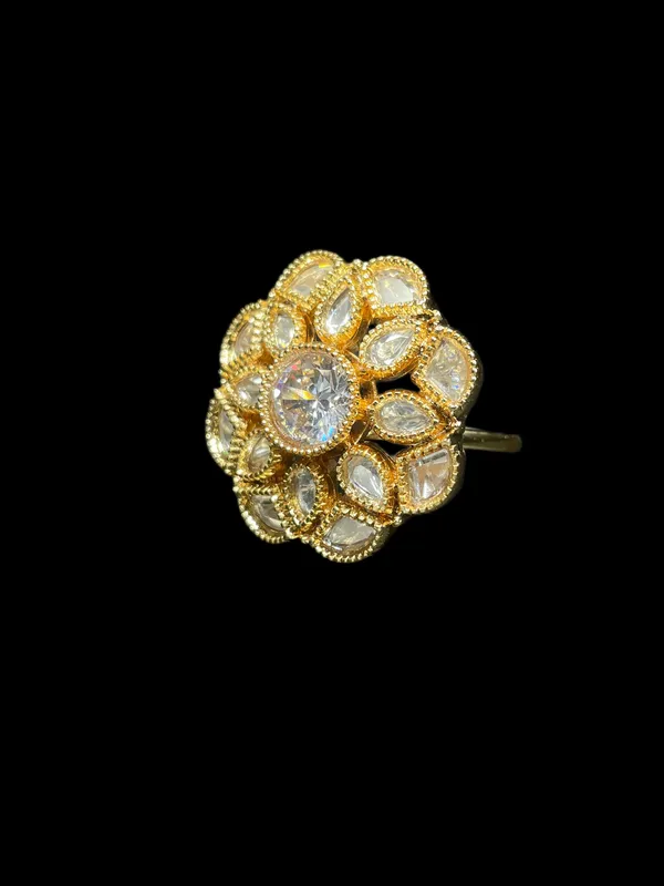 Kundan_Polki_Milgrain_Bloom_Cocktail_Ring_-_White_|_K_Gold