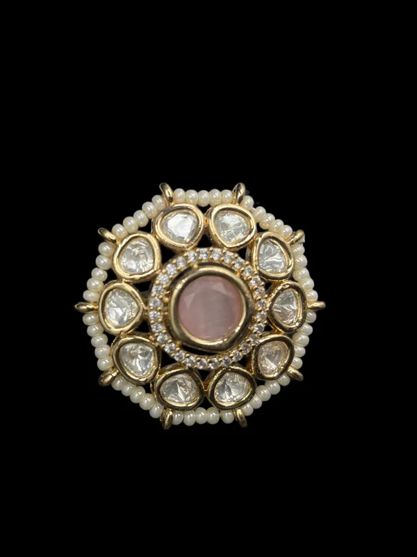 Kundan_Polki_Pearl_Border_Oval_Cluster_Cocktail_Ring_-_Baby_Pink_|_K_Gold