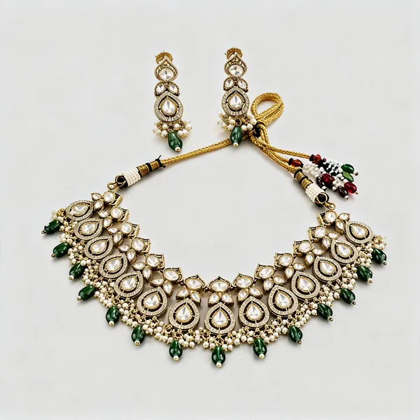 Kundan_Polki_Teardrop_Oval_Cascade_Necklace_Set