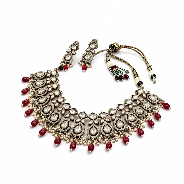 Kundan_Polki_Teardrop_Oval_Cascade_Necklace_Set