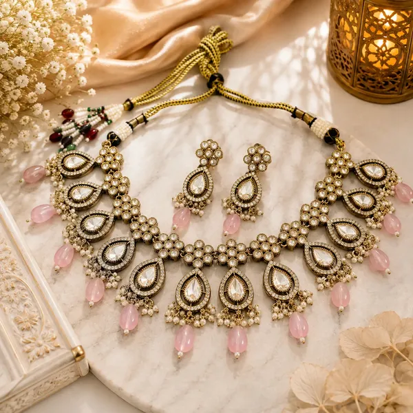 Kundan_Polki_Teardrop_Floral_Drop_Necklace_Set