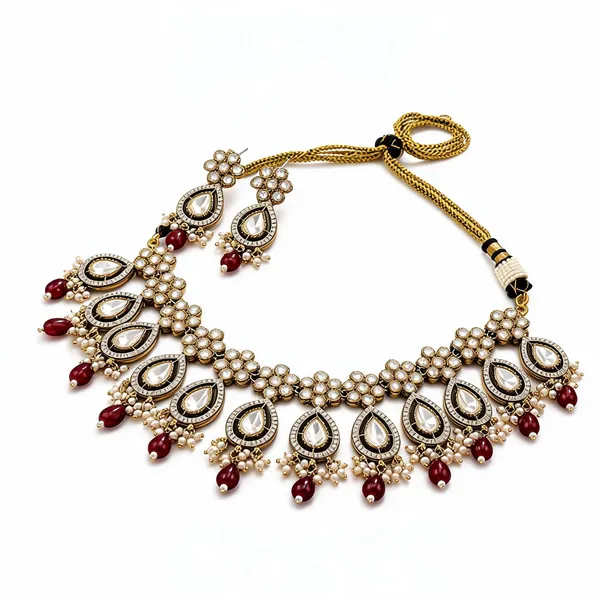 Kundan_Polki_Teardrop_Floral_Drop_Necklace_Set