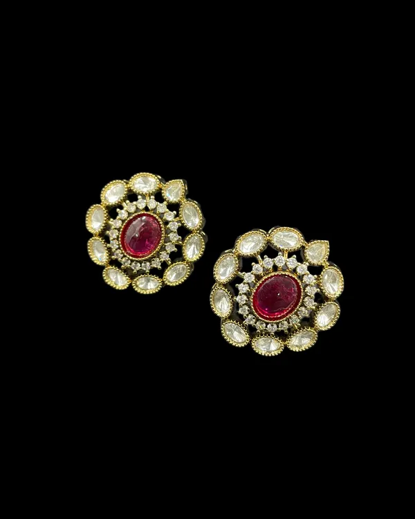 Kundan_Foil_Polki_Oval_Modak_Dome_Halo_Stud_Earrings