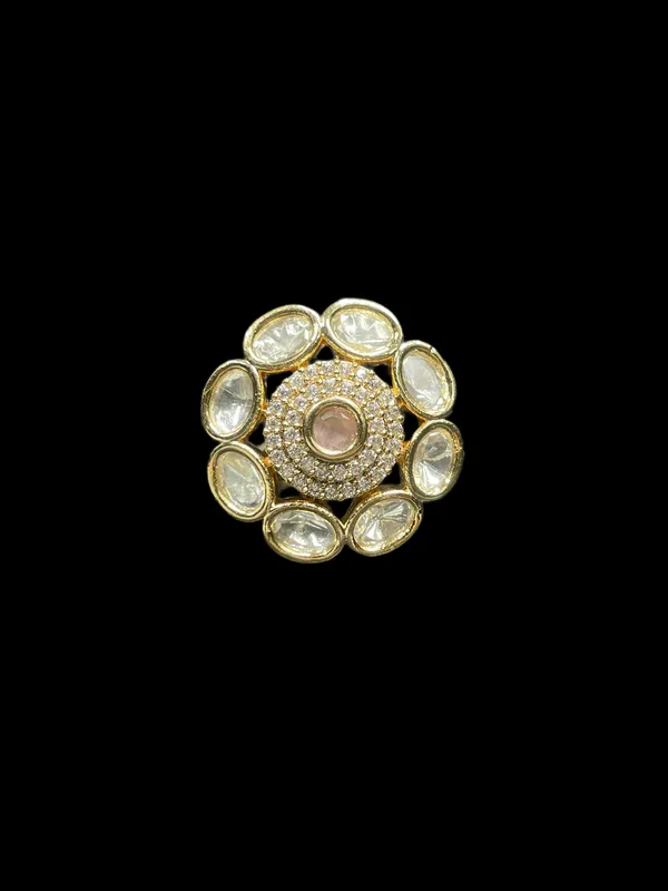 Kundan_Polki_Oval_Petal_Halo_Cocktail_Ring_-_Baby_Pink_|_K_Gold