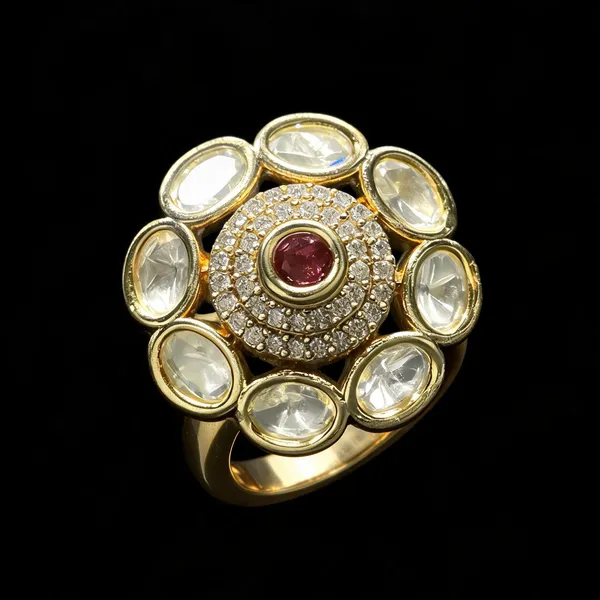 Kundan_Polki_Oval_Petal_Halo_Cocktail_Ring_-_Ruby_Red_|_K_Gold