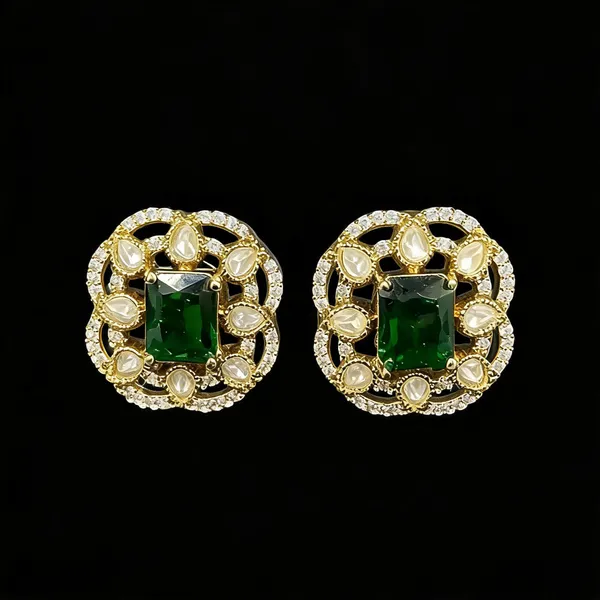 Kundan_Foil_Polki_Teardrop_Radiant_Square_Lattice_Stud_Earrings