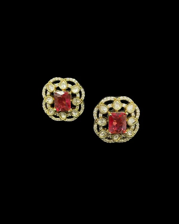 Kundan_Foil_Polki_Teardrop_Radiant_Square_Lattice_Stud_Earrings