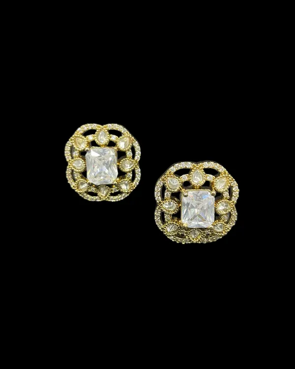 Kundan_Foil_Polki_Teardrop_Radiant_Square_Lattice_Stud_Earrings