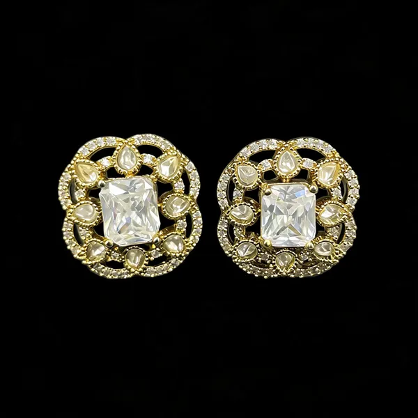 Kundan_Foil_Polki_Teardrop_Radiant_Square_Lattice_Stud_Earrings