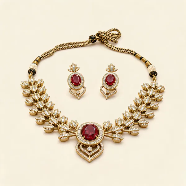 Ad_Baguette_Lotus_Leaf_Oval_Drop_Necklace_Earring_Set