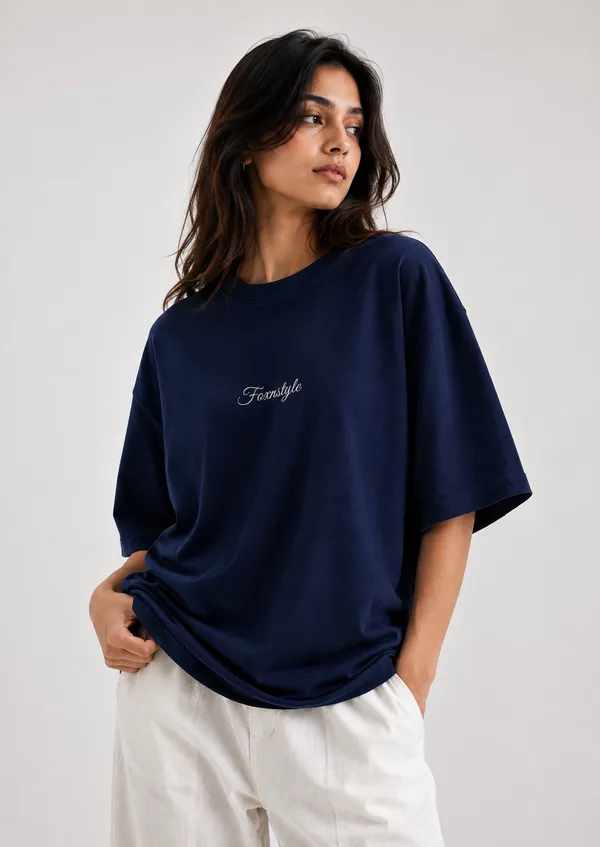 Navy_260_GSM_Crew_Neck_T-Shirt_for_Women