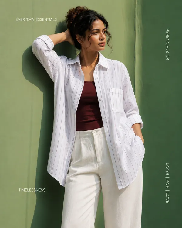 White_Textured_Relaxed_Fit_Stripe_Shirt_for_Women