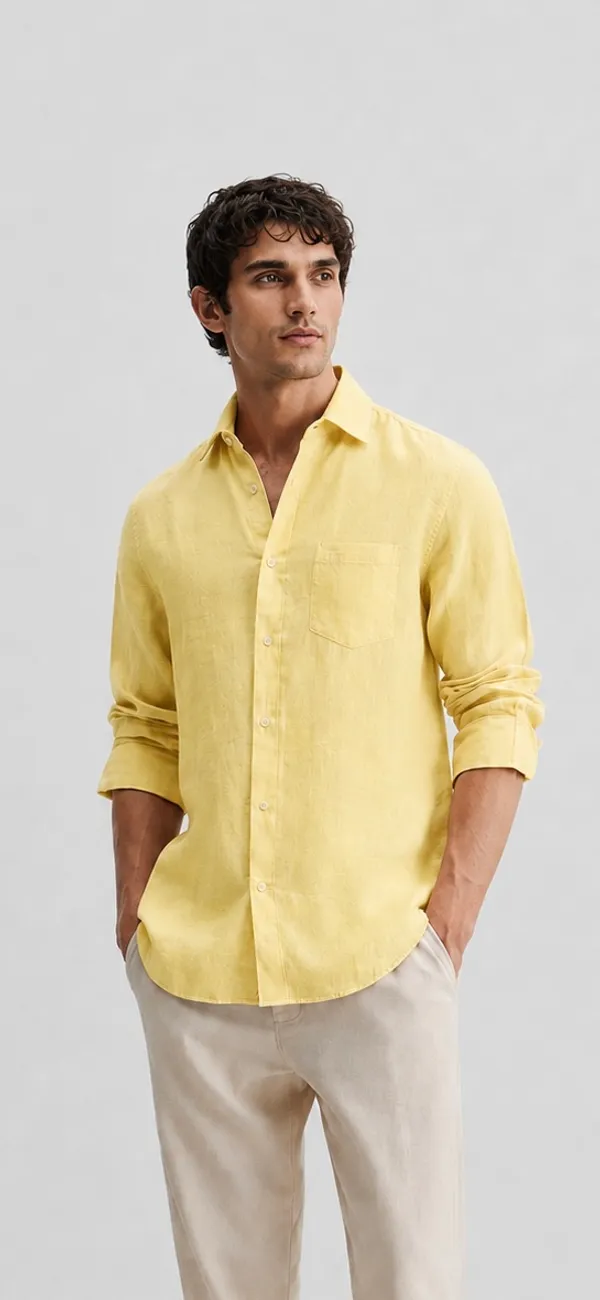 Yellow_Textured_Regular_Fit_Shirt_for_Men