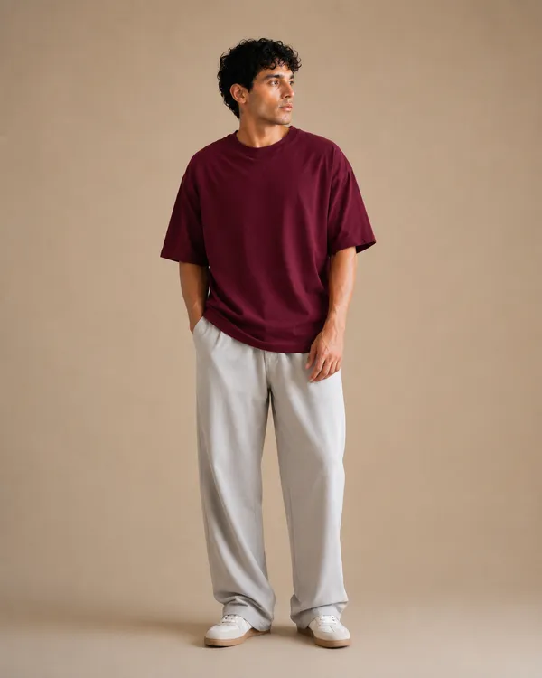 Maroon_Premium_Fabric_Oversized_T-Shirt_for_Men