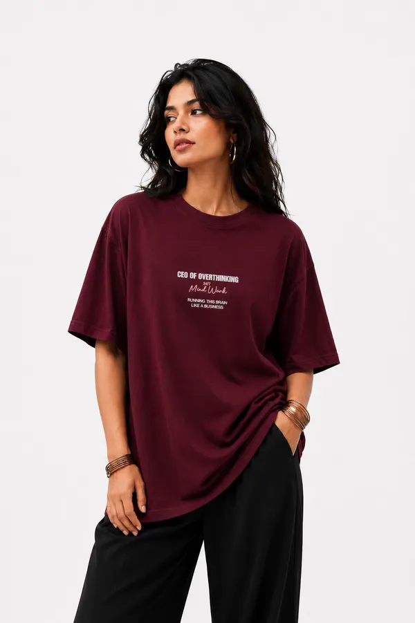 Maroon_240_GSM_Relaxed_Fit_T-Shirt_for_Women