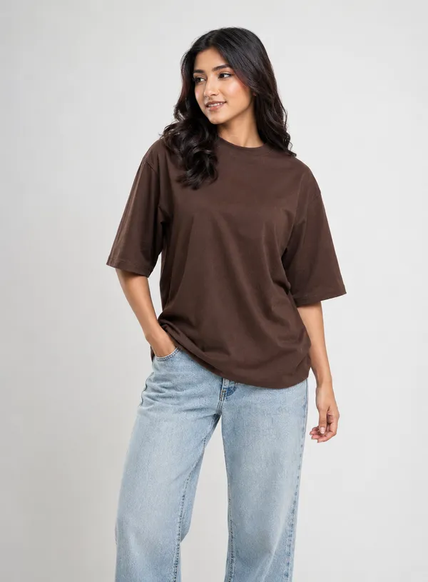 Brown_240_GSM_Oversized_T-Shirt_for_Women