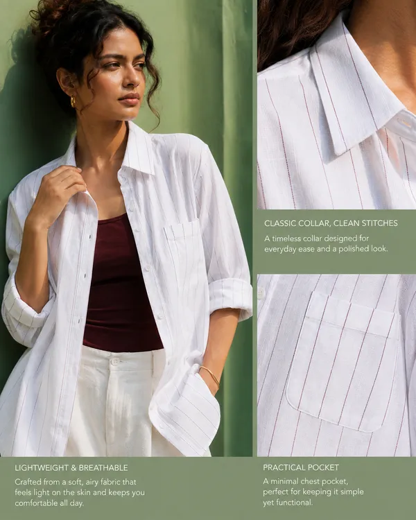 White_Textured_Relaxed_Fit_Stripe_Shirt_for_Women