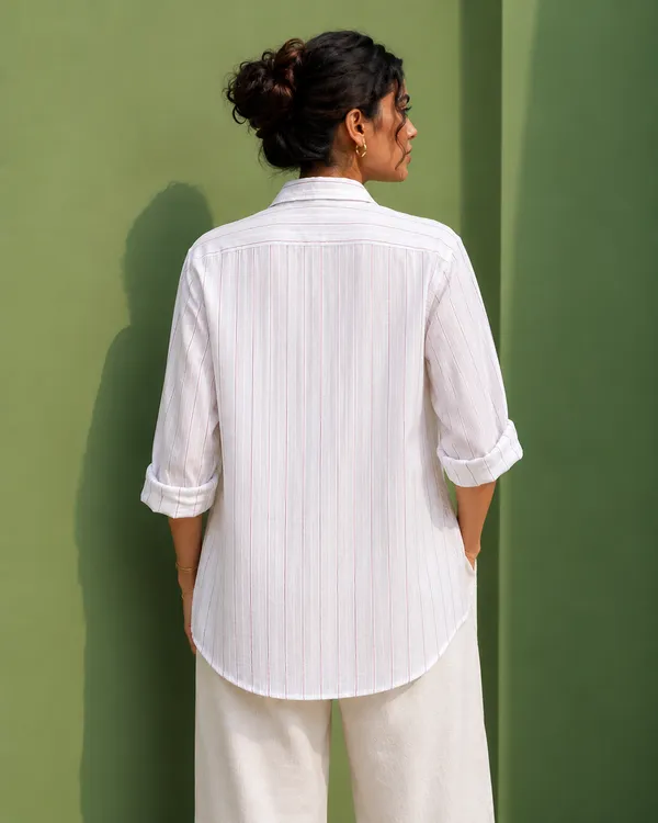 White_Textured_Relaxed_Fit_Stripe_Shirt_for_Women
