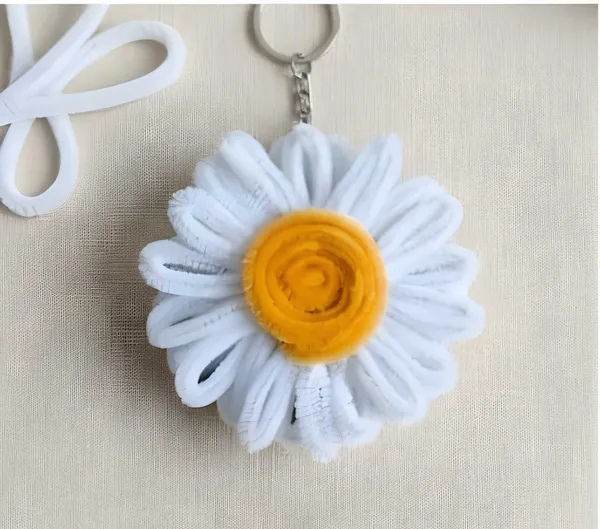 White_Fabric_Flower_Keychain_for_All