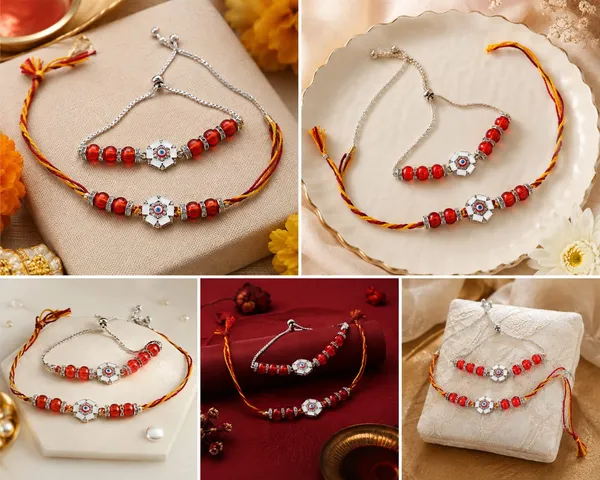 Red_Beaded_Rakhi_And_Bracelet_Set_For_Brother