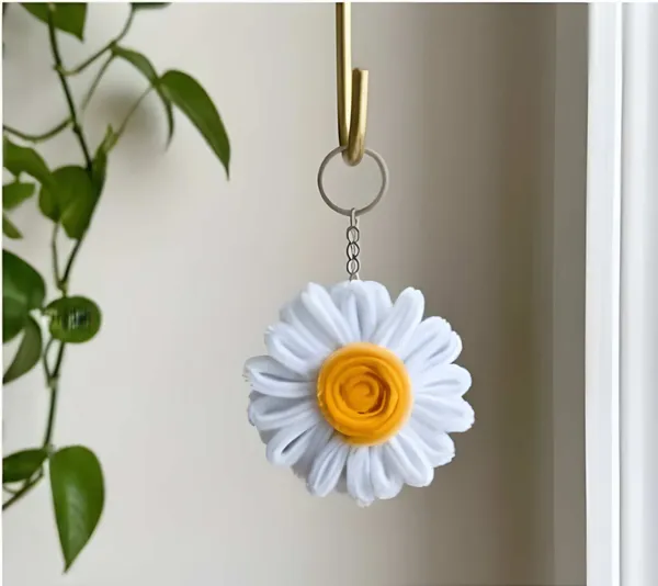 White_Fabric_Flower_Keychain_for_All