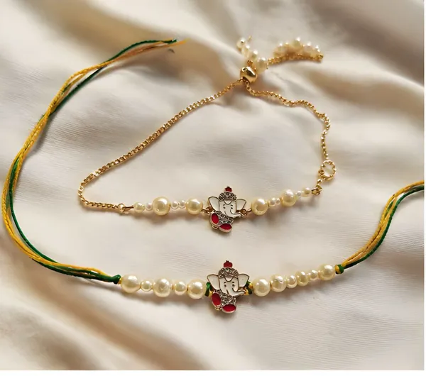 Pearl_Beaded_Ganesha_Rakhi_Set_for_Brothers