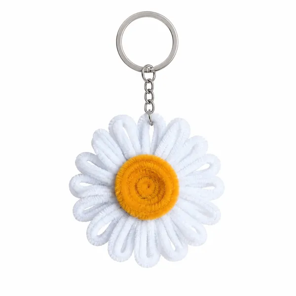 White_Fabric_Flower_Keychain_for_All