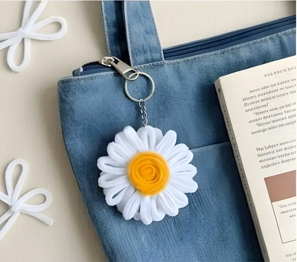 White_Fabric_Flower_Keychain_for_All
