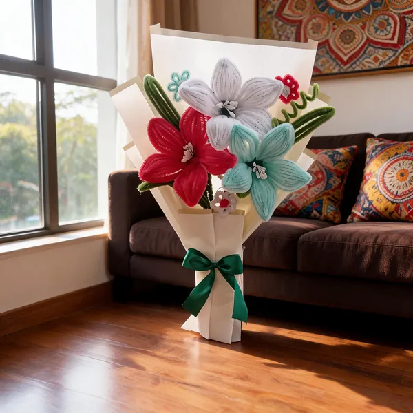 Cotton_Decorative_Floral_Artificial_Bouquet_With_Wrap