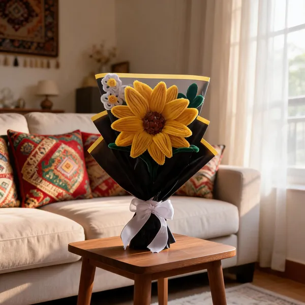 Cotton_Decorative_Sunflower_Bouquet_With_Gift_Wrap