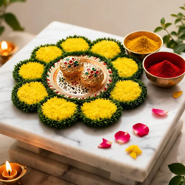 Cotton_Festive_Floral_Yellow_Green_Haldi_Kumkum_Plate