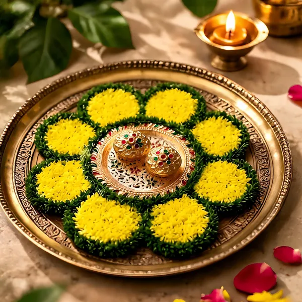 Cotton_Festive_Floral_Yellow_Green_Haldi_Kumkum_Plate