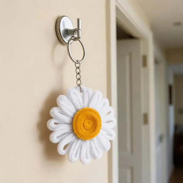 White_Yellow_Cotton_Daisy_Flower_Keyring_Pack_Of_3