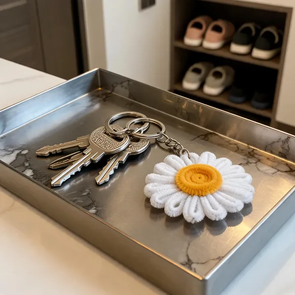 White_Yellow_Cotton_Daisy_Flower_Keyring_Pack_Of_3