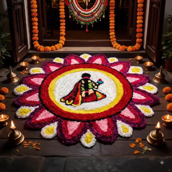 Synthetic_Fiber_Traditional_Floral_Multicolour_Rangoli