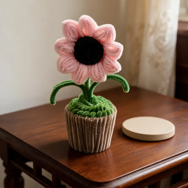 Synthetic_Fiber_Decorative_Floral_Pink_Green_Table_Pot
