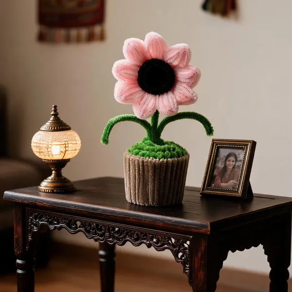 Synthetic_Fiber_Decorative_Floral_Pink_Green_Table_Pot