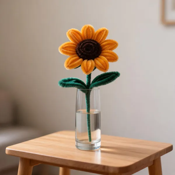 Woolen_Decorative_Yellow_Green_Sunflower_Stem_Pack_Of_2
