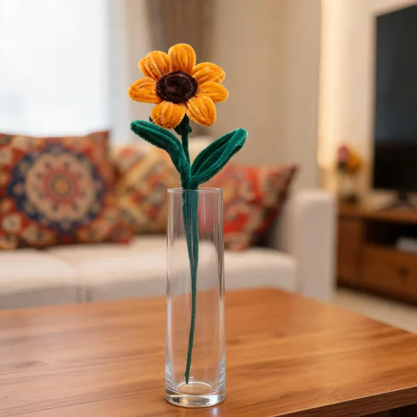 Woolen_Decorative_Yellow_Green_Sunflower_Stem_Pack_Of_2