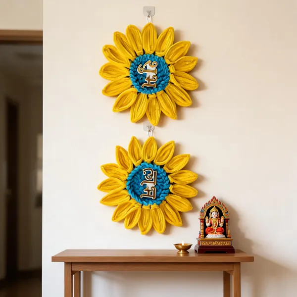 Woolen_Festive_Sunflower_Shubh_Labh_Wall_Hanging_Pack_Of_2