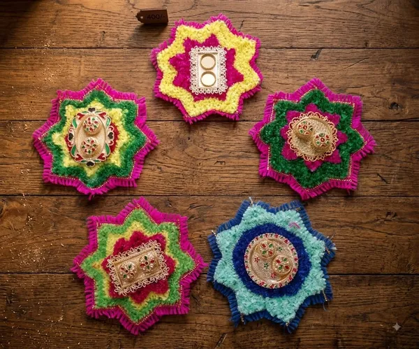 Multicolour_Fabric_Festive_Embroidered_Star_Shaped_Mat_Set