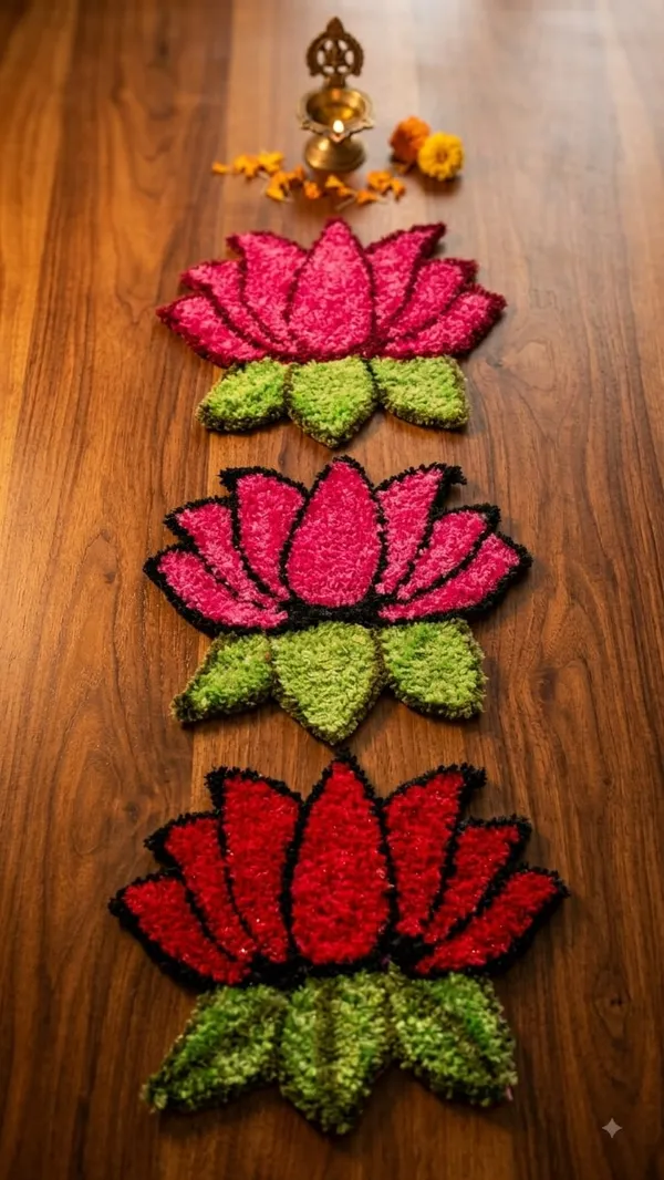 Tufted_Lotus_Pattern_Decorative_Floor_Mat_Set