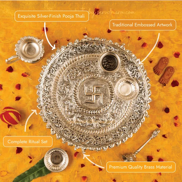 Silver-Plated_Brass_Floral_Pooja_Thali_Set