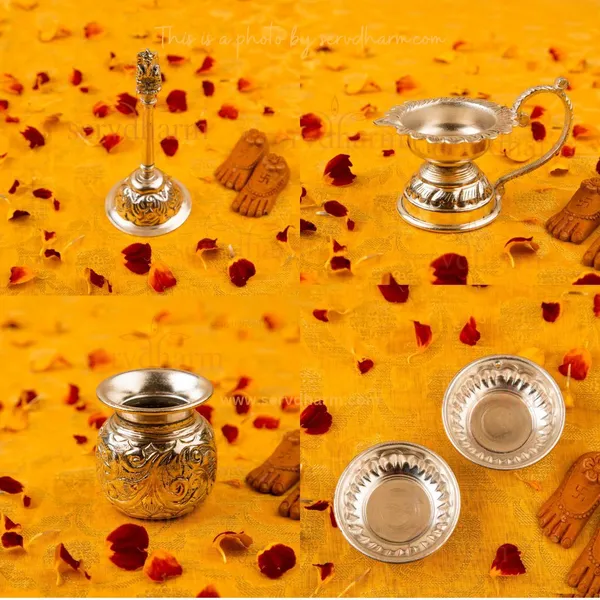 Silver-Plated_Brass_Floral_Pooja_Thali_Set