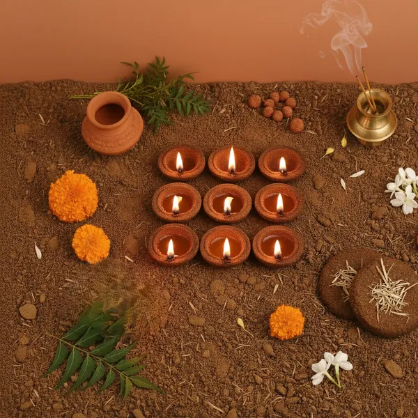 Cow_Dung_Diya_Set_Of_9_For_Puja_&_Eco_Decoration_-_Pack_of_2