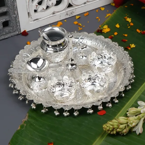 Silver-Plated_Pooja_Thali_Set_Of_10