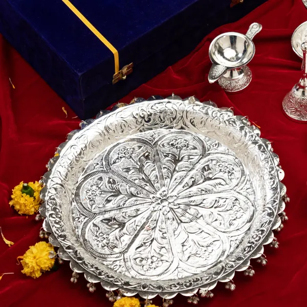Silver-Plated_Pooja_Thali_Set_Of_10
