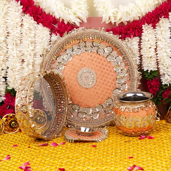 Peach_Metal_Karwa_Chauth_Thali_Set_405G__Pack_Of_5
