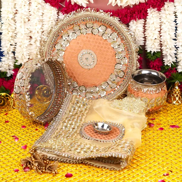 Peach_Metal_Karwa_Chauth_Thali_Set_405G__Pack_Of_5